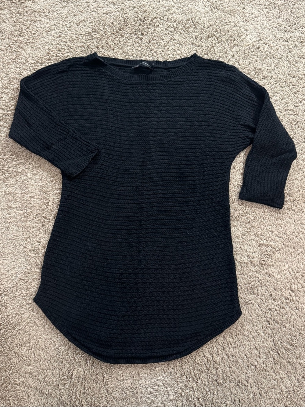 New York & Company Black waffle Ribbed Knit Sweater Top